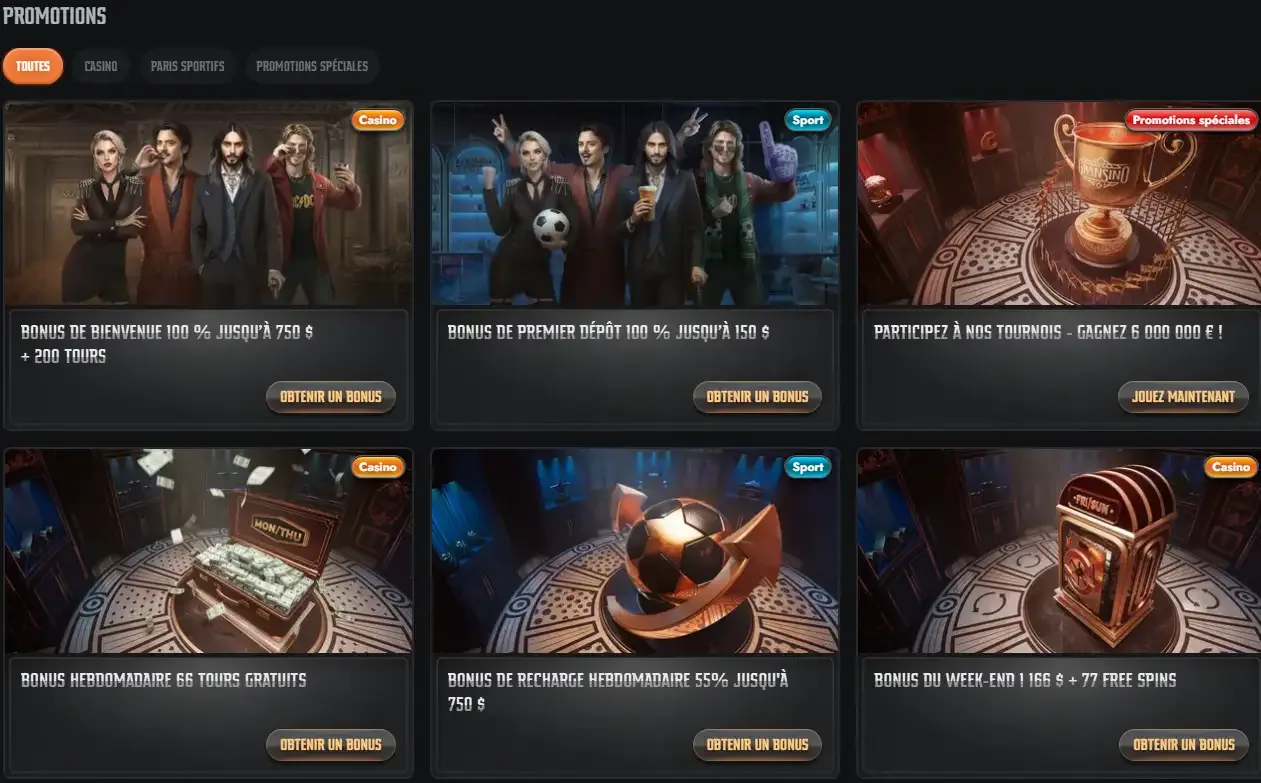 Bonus et Promotions Gransino Casino