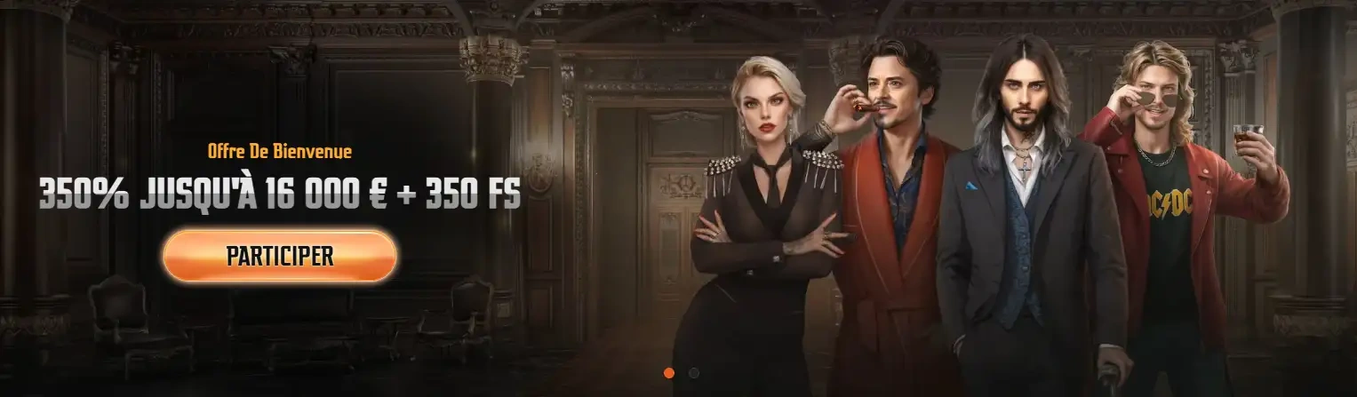 Salon de casino virtuel Gransino aux teintes sombres et accents dorés évoquant un complexe de jeu luxueux